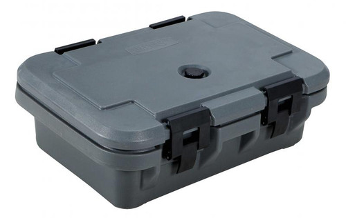 Omcan USA 80164 Gray Polypropylene Holds 4" D Pans Top Load Food Transport Container