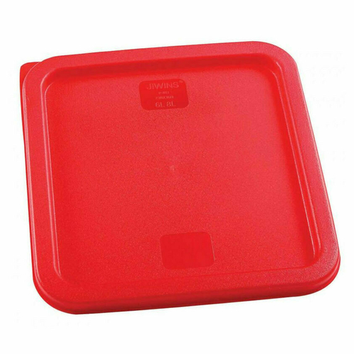 Omcan USA 80223 Red Polyethylene Square Food Storage Container Lid for 6 and 8 Qt. Container
