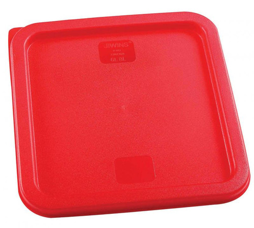 Omcan USA 80223 Red Polyethylene Square Food Storage Container Lid for 6 and 8 Qt. Container