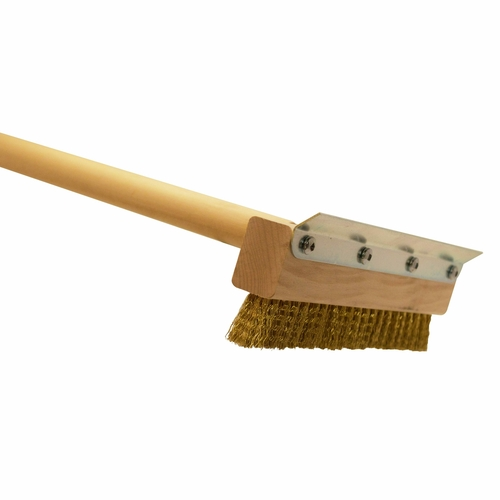 Omcan USA 44223 40" L Wood Handle Brass Horizontal Pizza Oven Brush