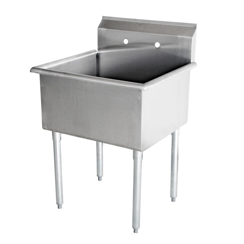Omcan USA 22121 21" W 18 Gauge Stainless Steel Without Drainboard Galvanized Legs Pot Sink