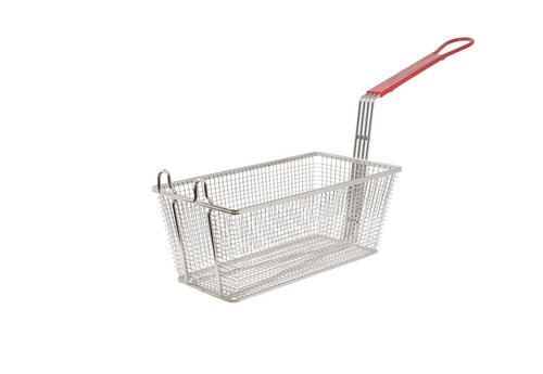 Omcan USA 80556 6.5" W x 12.88" D x 5.38" H Nickel Plated Steel Rectangular Medium Mesh Fry Basket