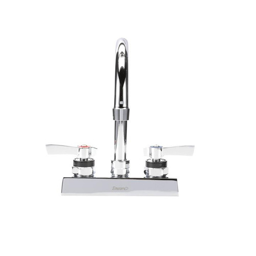 Component Hardware KL41-4002-RE1 4" Centers Stainless Steel Deck Mount Gooseneck Spout Encore Workboard Faucet