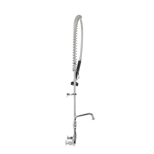 Component Hardware TLL13-1100-AF4MKZ 12" Horizontal Stainless Steel Swing Spout Wall Mount Top-Line Pre-Rinse Assembly with Add-On Faucet