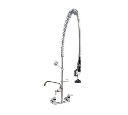 Component Hardware KL53-1100-AF1 6" Add-On Faucet with Horizontal Tubular Swing Spout Wall Mount Ceramic Valves Encore Pre-Rinse Assembly
