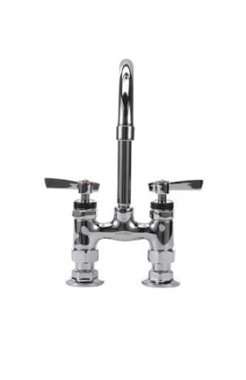 Component Hardware KL57-4002-RE1 6" Center Stainless Steel Rigid Gooseneck Spout Deck Mount Elevated Bridge Encore Faucet