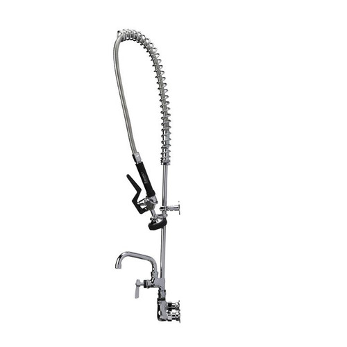 Component Hardware KL53-1000-AF4 12" Add-On Faucet with Horizontal Tubular Swing Spout Wall Mount Compression Valves Encore Pre-Rinse Assembly