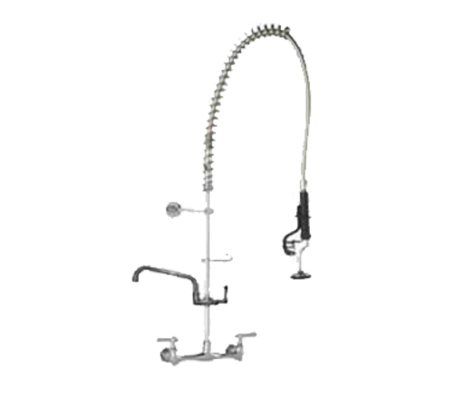 Component Hardware TLL13-1100-AF5Z 14" Horizontal Stainless Steel Tubular Swing Spout Wall Mount Top-Line Pre-Rinse Assembly with Add-on Faucet