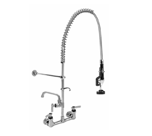 Component Hardware KL53-1000-AF1 6" Add-On Faucet with Horizontal Tubular Swing Spout Wall Mount Compression Valves Encore Pre-Rinse Assembly