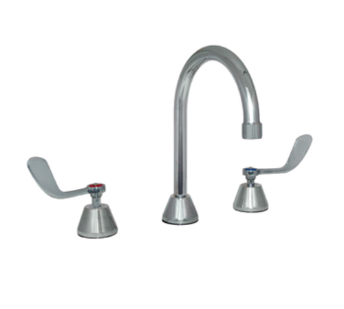 Component Hardware KL84-8000-RE4 3.5" Stainless Steel Rigid Gooseneck Spout Deck Mount Widespread 0.5 GPM Wrist Blade Handles Encore Faucet