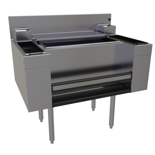 Glastender CBA-36-CP10-CS Stainless Steel Underbar Ice Bin/Cocktail Unit - 36"W x 19"D
