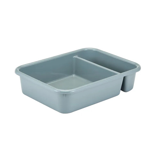 Cambro 1621CBP180 15.62" L x 20.5" W x 4.87 H (2) Compartments Hi-Gloss Plastic Light Gray Cambox - 12/Case