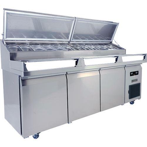 U-Line UCPT588-SS61A 3 Doors U-Line Commercial Refrigerated Prep Table with Sealed Condiment Rail - 115 Volts