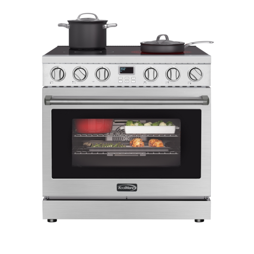 Koolmore KM-EPR-36AP-SS 35.9" W x 29.7" D x 36.1" H Stainless Steel Self-Cleaning Professional Electric Range - 240 Volts