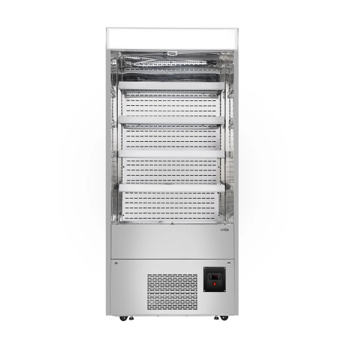 Koolmore KM-CDA-18C-SS 18 Cu. Ft. Stainless Steel Vertical Case Grab and Go Open Air Merchandiser - 120 Volts