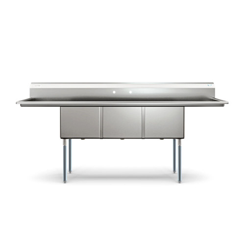 Koolmore KM-SC181814-18B3 90" W 18 Gauge Galvanized 3 Compartments Sink