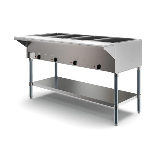 Koolmore KM-OWS-4 4 Pans Stainless Steel Electric Steam Table with Undershelf