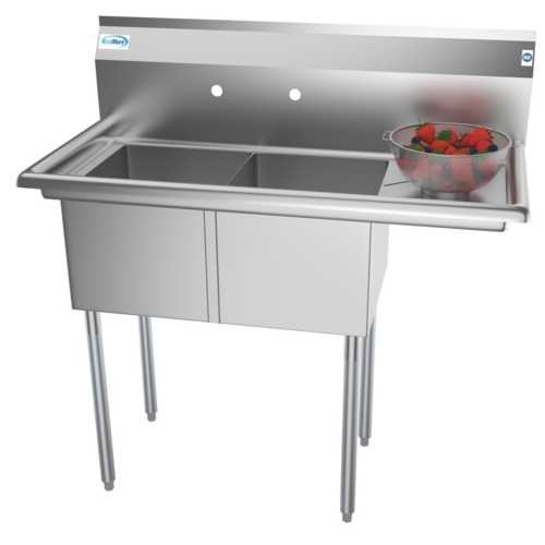 Koolmore SB141611-12R3 43" W 18 Gauge Galvanized 2 Compartments Sink