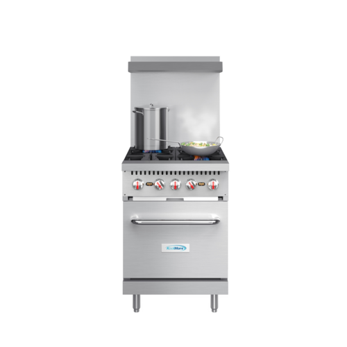 Koolmore KM-CR24-LP 24" W Stainless Steel 4 Burners with Oven Liquid Propane Commercial Range