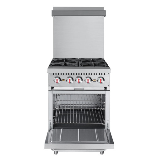 Koolmore KM-CR24-LP 24" W Stainless Steel 4 Burners with Oven Liquid Propane Commercial Range
