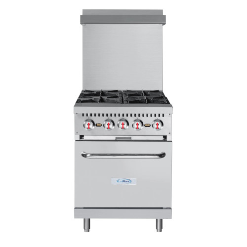 Koolmore KM-CR24-NG 24" W Stainless Steel 4 Burners with Oven Natural Gas Commercial Range