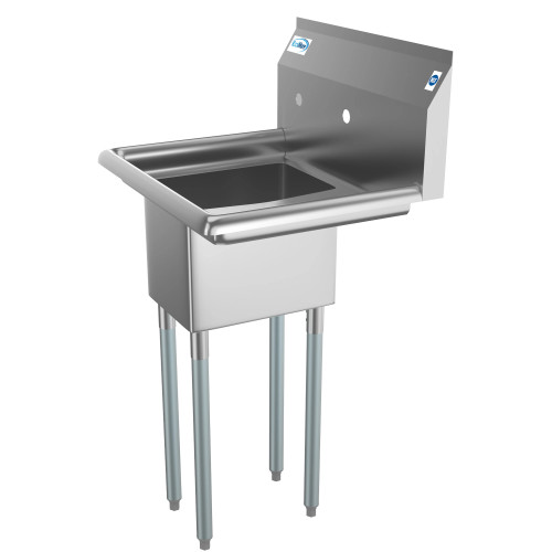 Koolmore SA101410-10R3 23" W Galvanized Base 18 Gauge 1 Compartment Sink