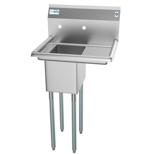 Koolmore SA101410-10R3 23" W Galvanized Base 18 Gauge 1 Compartment Sink