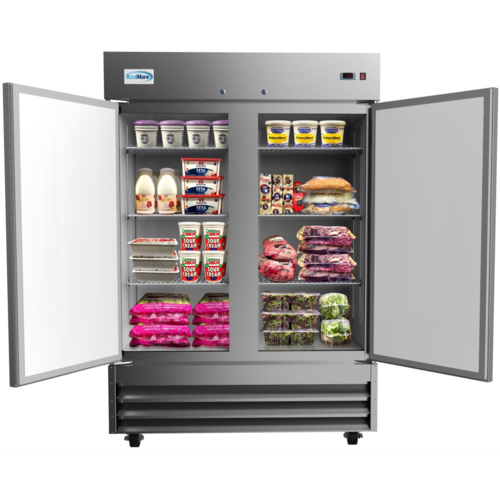 Koolmore RIR-2D-SS 47 Cu. Ft. 2 Solid Doors Stainless Steel Reach In Refrigerator - 115 Volts