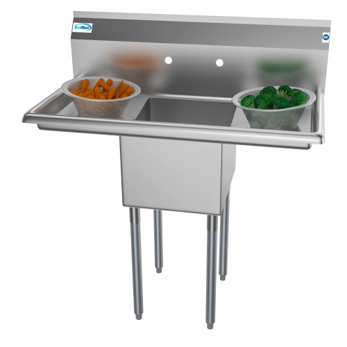 Koolmore SA141611-12B3 38" W Galvanized Base 18 Gauge 1 Compartment Sink