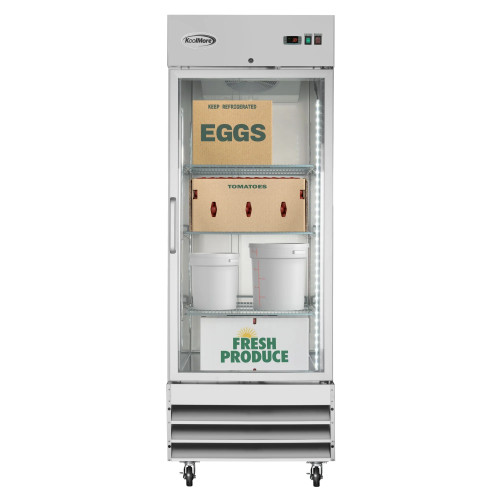 Koolmore RIR-1D-GD 21 Cu. Ft. 1 Glass Door Stainless Steel Reach In Refrigerator - 115 Volts