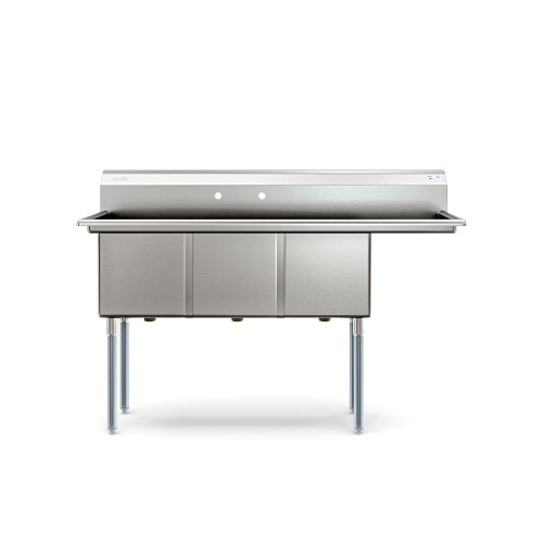 Koolmore KM-SC151514-15R316 63" W 16 Gauge Galvanized 3 Compartments Sink