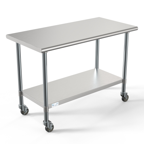 Koolmore CT2448-18C 48" W x 24" D Stainless Steel 18 Gauge Open with Undershelf Work Table