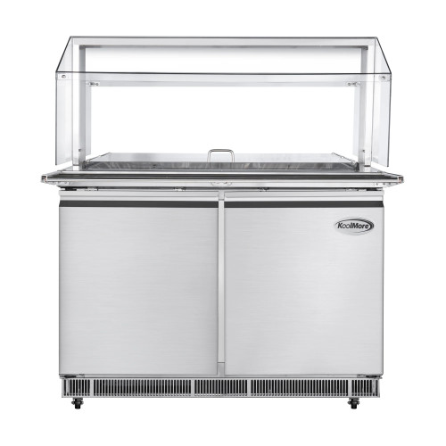 Koolmore KM-RBT-48CSFG 46.9" W Stainless Steel 9 Pans with Covers Commercial Refrigerated Prep Station - 115 Volts