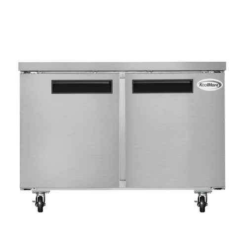 Koolmore KM-UCF-2DSS 47.2" W Stainless Steel Solid Door Commercial Undercounter Freezer