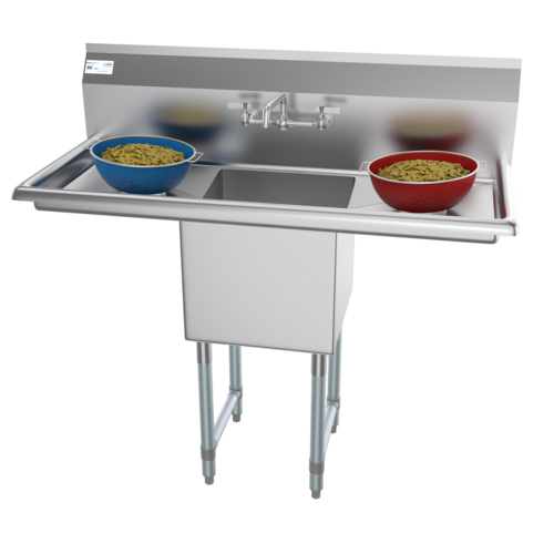 Koolmore SA151512-15B3FA 45" W Galvanized Base 18 Gauge 1 Compartment Sink