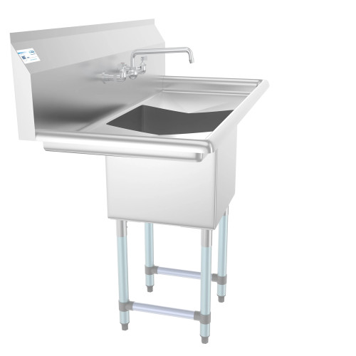 Koolmore SA151512-15B3FA 45" W Galvanized Base 18 Gauge 1 Compartment Sink