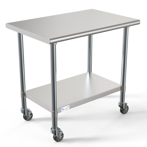 Koolmore CT2436-18C 36" W x 24" D Stainless Steel 18 Gauge Open with Undershelf Work Table