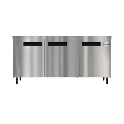 Koolmore KM-UCR-3DSS 11 Cu. Ft. Stainless Steel 2 Solid Hinged Doors Reach-In Undercounter Refrigerator - 115 Volts