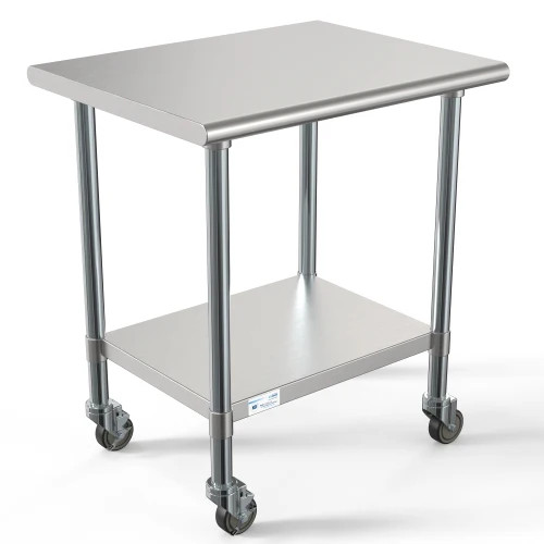 Koolmore CT2430-18C 30" W x 24" D Stainless Steel 18 Gauge Open with Undershelf Work Table