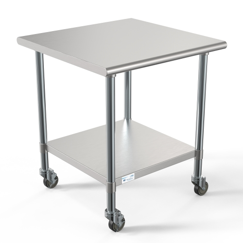 Koolmore CT3030-18C 30" W x 30" D Stainless Steel 18 Gauge Open with Undershelf Work Table