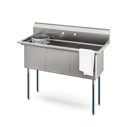 Koolmore KM-SC151514-N3 51" W 18 Gauge Galvanized 3 Compartments Sink