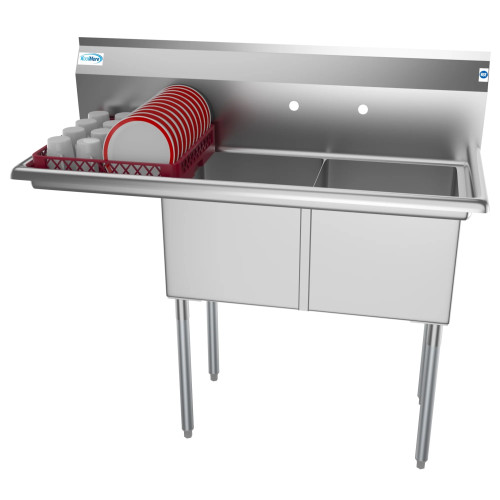 Koolmore SB151512-15L3 48" W 18 Gauge Galvanized 2 Compartments Sink