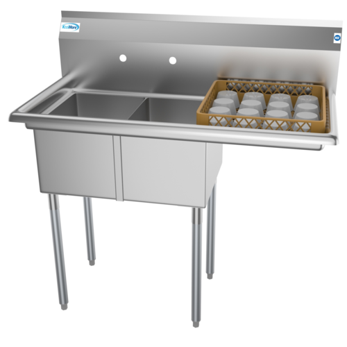 Koolmore SB121610-16R3 43" W 18 Gauge Galvanized 2 Compartments Sink