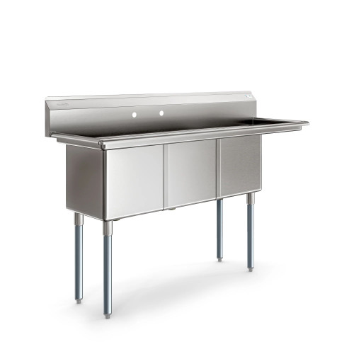 Koolmore KM-SC151514-15R3 63" W 18 Gauge Galvanized 3 Compartments Sink