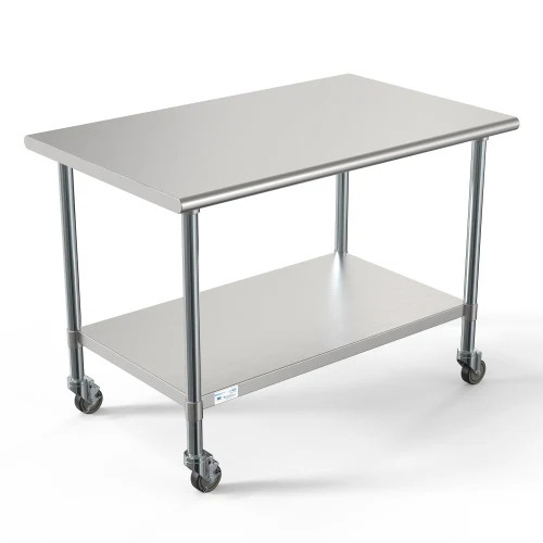 Koolmore CT3048-18C 48" W x 30" D Stainless Steel 18 Gauge Open with Undershelf Work Table