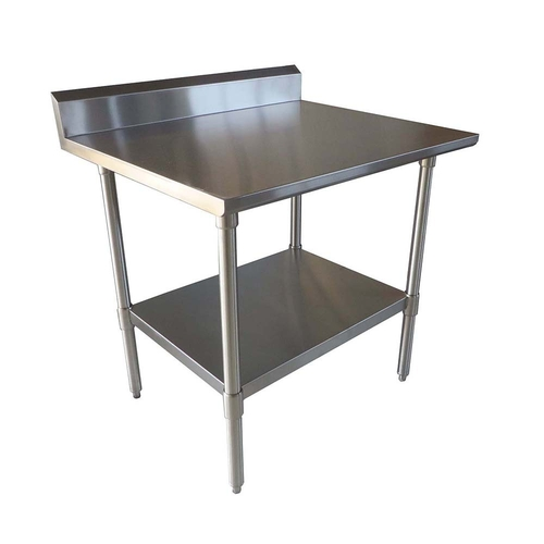 NBR Equipment TG-3030R5 30"W x 30"D x 40.75"H Stainless Steel Galvanized Steel Legs with 5"H Backsplash Economy Work Table