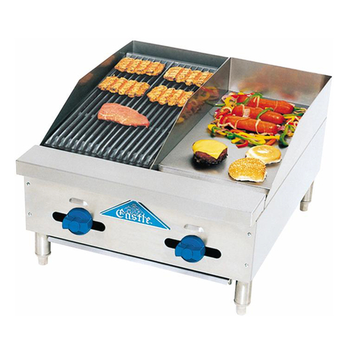 Comstock-Castle 3224-12-1RB-NG 24" W Stainless Steel Countertop Natural Gas Char-Broiler Griddle Combination - 55,000 BTU