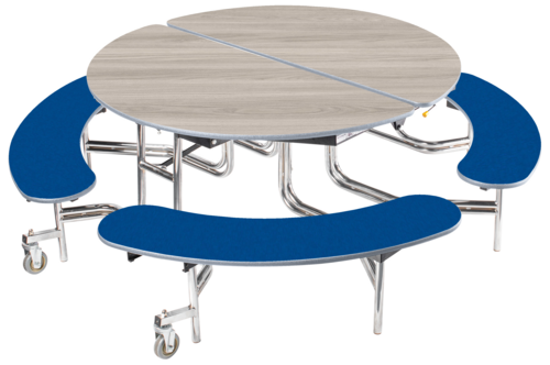 National Public Seating MTR60B 60" W Round 14 Gauge Steel NPS Mobile Cafeteria Table with Benches
