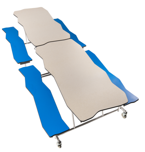 National Public Seating MBTB12 30" W x 145" D x 29" H 14 Gauge Steel Bedrock Mobile Cafeteria Table with Benches