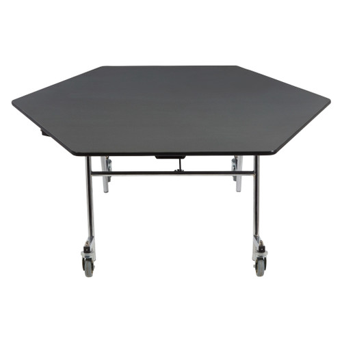 National Public Seating MTSSF-60H 60" W Hexagon 14 Gauge Steel Mobile EasyFold Cafeteria Table